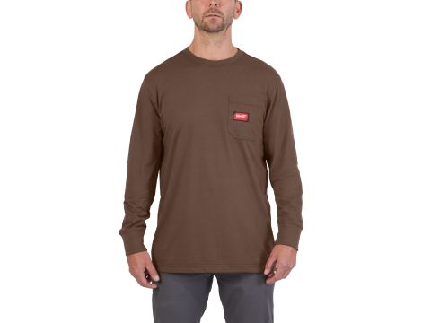 Milwaukee - WTSSBR-M T-shirt z kieszonką z długim rękawem - brązowy - 4932493059