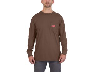Milwaukee - WTSSBR-XL T-shirt z kieszonką z długim rękawem - brązowy - 4932493061