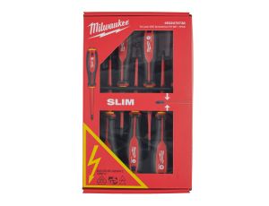 Milwaukee - Zestaw wkrętaków VDE - 7szt. (SL0,4X2,5X75, SL0,5X3X100, SL0,8X4X100, PH2 X100, PZ1 X80, PZ2 X100, tester) - 4932478738