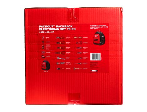 Milwaukee - Plecak PACKOUT™ Zestaw dla elektryków 76 szt. - 4932498407 - 2