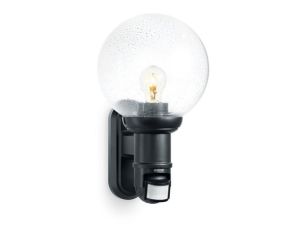Lampa elewacyjna z czujnikiem ruchu i zmierzchu Steinel L 560 S PIR max.60W E27 IP44 IK03 230V czarna / szkło /tworzywo sztuczne