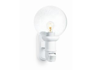 Lampa elewacyjna z czujnikiem ruchu i zmierzchu Steinel L 560 S PIR max.60W E27 IP44 IK03 230V biała / szkło /tworzywo sztuczne