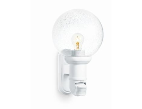 Lampa elewacyjna z czujnikiem ruchu i zmierzchu Steinel L 560 S PIR max.60W E27 IP44 IK03 230V biała / szkło /tworzywo sztuczne