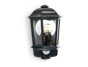 Lampa elewacyjna z czujnikiem ruchu i zmierzchu Steinel L 190 S E27 PIR max 100W IP44 IK03 230V czarna / szkło /aluminium
