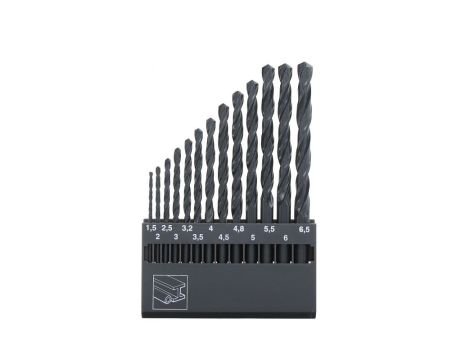 Zestaw wierteł do metalu HSS-R DIN 338 1,5 - 6,5 mm ABRABORO [13 szt.]