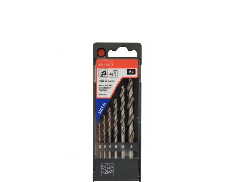 Zestaw wierteł do metalu HSS-GS DIN 338 2 - 8 mm ABRABORO [6 szt.]