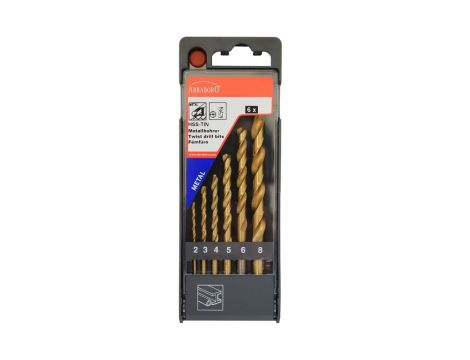 Zestaw wierteł do metalu HSS-TIN DIN 338 2 - 8 mm ABRABORO [6 szt.]