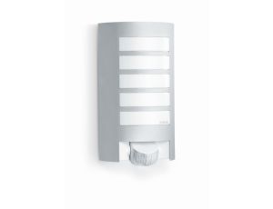 Lampa elewacyjna z czujnikiem ruchu i zmierzchu Steinel L 12 S PIR max.60W E27 IP44 IK03 230V srebrna / aluminium