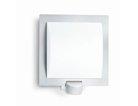 Lampa elewacyjna z czujnikiem ruchu i zmierzchu Steinel L 20 S PIR max.60W E27 IP44 IK03 230V srebrna / stal nierdzewna
