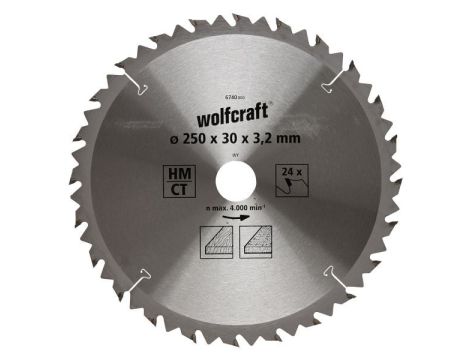 Piła tarczowa 250/30 mm HM Wolfcraft - szybkie, dokładne cięcia