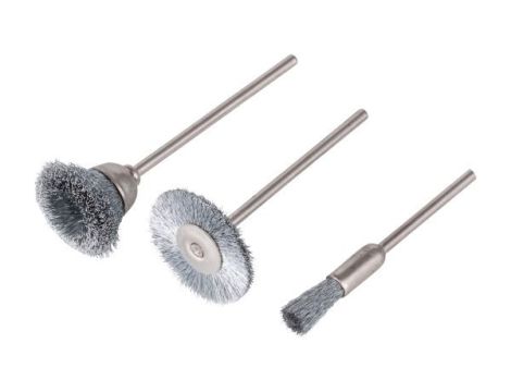 Zestaw mini szczotek drucianych Wolfcraft - drut ze stali nierdzewnej [3 szt.]