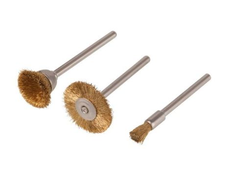 Zestaw mini szczotek drucianych Wolfcraft - drut mosiężny [3 szt.]