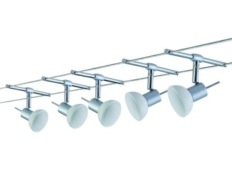 System linkowy Sheela max. 5x10W GU5,3 Chrom Mat/Opal 230/12V 60VA Metal/Szkło