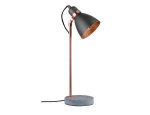 Lampa stołowa Neordic Orm max.1x20W E27 230V szary / miedziany metal / beton