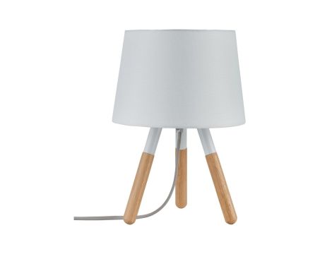 Lampa stołowa BERIT E27 max.1x20W 230V biały / drewno /  tkanina  