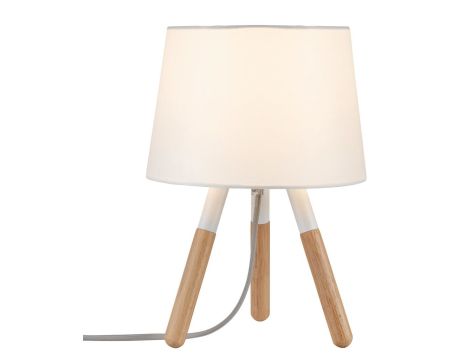 Lampa stołowa BERIT E27 max.1x20W 230V biały / drewno /  tkanina   - 2