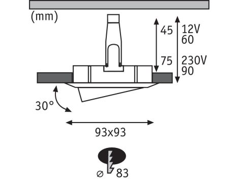 Oprawa do wbudowania NOVA COIN LED DIM wychylna kwadratowa GU10 max.35W 93x93mm IP65 230V biały mat / chrom - 3