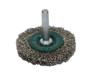 Szczotka tarczowa 50 mm ABRABORO - drut falisty, trzpień, INOX