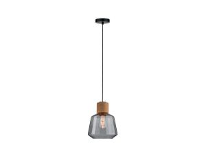 Lampa wisząca Neordic Elia max. 1x20W E27 230V szkło przydymione / korek / metal