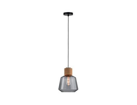 Lampa wisząca Neordic Elia max. 1x20W E27 230V szkło przydymione / korek / metal