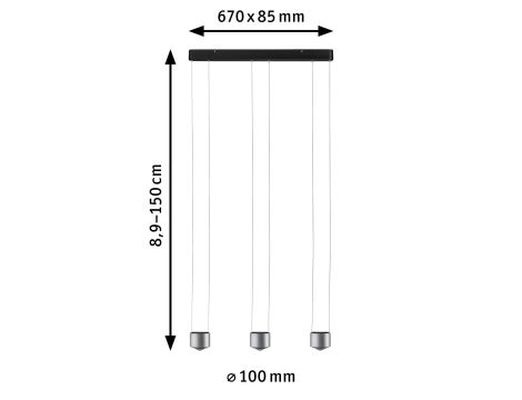 Lampa wisząca ALDAN LED DIM 3x9W 3X450lm 2700K 230V czarny / szczotkowane aluminium - 3