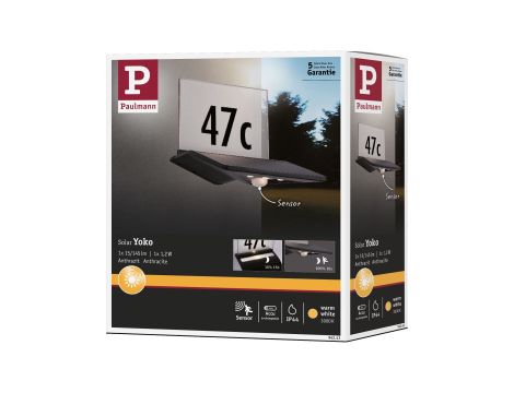 Oprawa elewacyjna YOKO LED numer domu 3000K 42lm + czujnik zmierzchu IP44 antracyt - 3