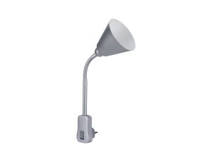 Lampa wtyczkowa JANUS elastyczne ramię E14 max. 20W 230V do kontaktu szary / metal / tworzywo sztuczne