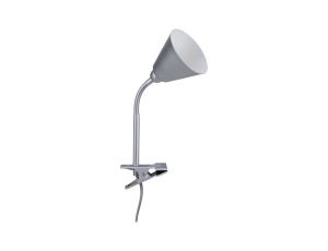 Lampa z klipsem VITIS E14 max. 20W elastyczne ramię +przełącznik 230V szary / metal / tworzywo sztuczne