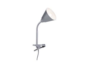 Lampa z klipsem VITIS E14 max. 20W elastyczne ramię +przełącznik 230V szary / metal / tworzywo sztuczne - image 2