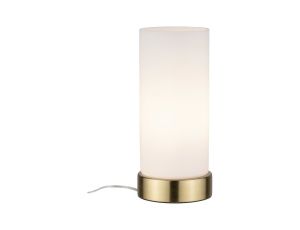 Lampa stołowa PINJA E14 max. 1x20W 230V biały / mosiądz szczotkowany / metal / szkło - image 2