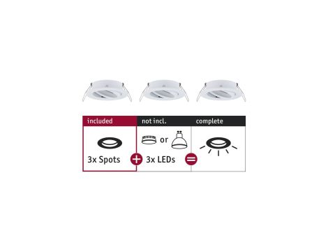 Zestaw opraw do wbudowania Choose max.3x10W wychylne ściemnialna 84mm IP23 230V biały mat / aluminium - 3