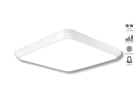Plafoniera QUADLIGHT LED 18W kwadrat 250X250 1394lm IP20 4000K czujnik ruchu i zmierzchu 230V biały / tworzywo sztuczne - 2