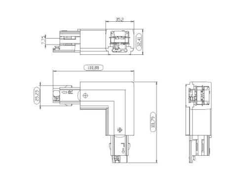 Łącznik do systemu ProRail3 L zewnętrzny 230V czarny / metal / tworzywo sztuczne - 3
