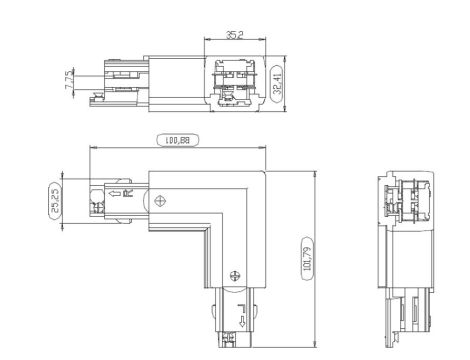 Łącznik do systemu ProRail3 L wewnętrzny 230V czarny / metal / tworzywo sztuczne - 3