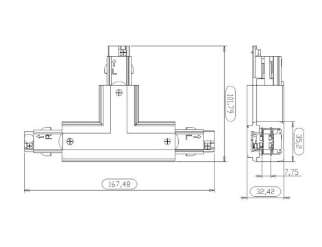 Łącznik do systemu ProRail3 T prawy 230V czarny / metal / tworzywo sztuczne - 2