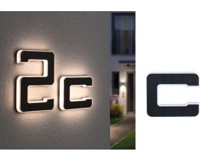 Oprawa elewacyjna SOLAR LED numer domu c 3000K IP44 wymienny akumulator / czarny / tworzywo sztuczne