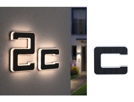 Oprawa elewacyjna SOLAR LED numer domu c 3000K IP44 wymienny akumulator / czarny / tworzywo sztuczne