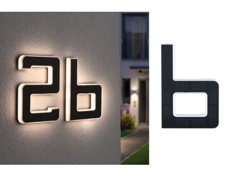 Oprawa elewacyjna SOLAR LED numer domu b 3000K IP44 wymienny akumulator / czarny / tworzywo sztuczne