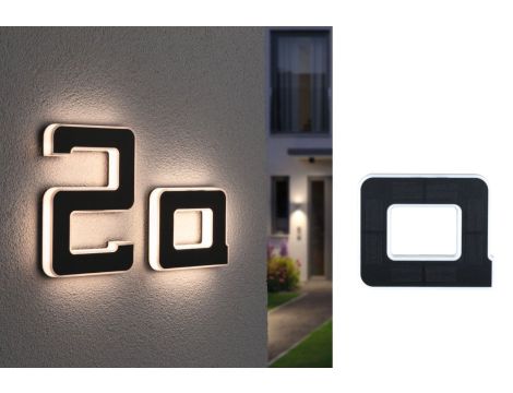 Oprawa elewacyjna SOLAR LED numer domu a 3000K IP44 wymienny akumulator / czarny / tworzywo sztuczne