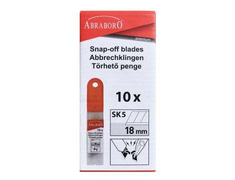 Profesjonalne ostrza odłamywane 18 mm, 15 seg.(10 szt.), Abraboro - 2