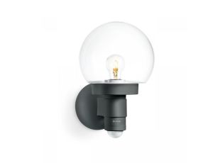 Lampa elewacyjna z czujnikiem ruchu i zmierzchu Steinel L 115 S PIR E27 max 60W IP44 IK03 230V antracyt / szkło / tworzywo sztuczne