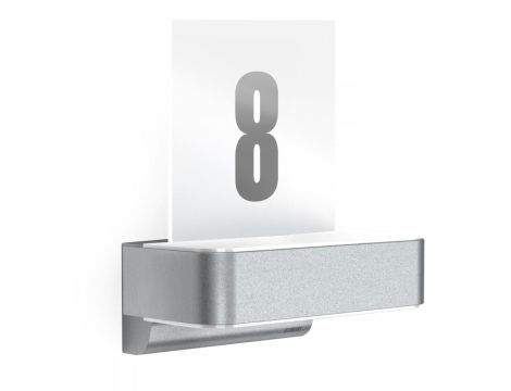 Oprawa numeryczna elewacyjna z czujnikiem ruchu i zmierzchu Steinel L 820 SC LED iHF Bluetooth Mesh Connect 9,8W 3000K 679lm IP44 IK03 230V srebrna / aluminium
