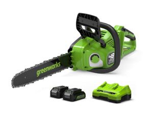 2x24 V pilarka łańcuchowa Greenworks 36 cm GD24X2CS36K4X zestaw z ładowarką i 2x aku 4.0 Ah