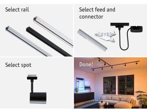 Reflektor na szynoprzewód Urail LUXE LED SH Zigbee GU10 4,8W 350lm 2200K-6500K 230V czarny matowy / tworzywo sztuczne - 9