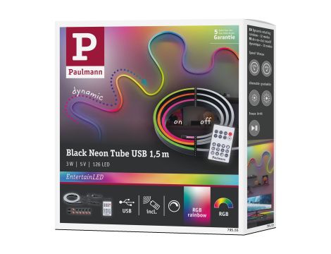 Zestaw taśma BLACK NEON RGBW+ 3W  84 led/metr 150cm +pilot  5VDC czarny / tworzywo sztuczne - 15