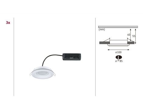 Oprawa wpuszczana SORMUS LED 3 X 6.5W 560lm / 180lm 3000K IP65 230V biały / tworzywo sztuczne - 13