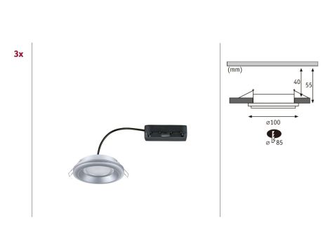 Oprawa wpuszczana SORMUS LED 3 X 6.5W 560lm / 180lm 3000K IP65 230V chrom matowy / tworzywo sztuczne - 13
