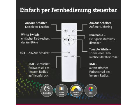 Plafoniera SPACEGLOW Three LED 3D DIM TunW RGB rainbow 21W 1400lm 3000-6500K pilot 230V czarny mat / metal / tworzywo - 12