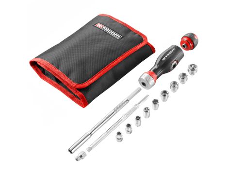 Facom - Rękojeść z podwójną grzechotką 3 w 1 Protwist® z dwoma uchwytami, 10 nasadek - ATCL.3.12PB