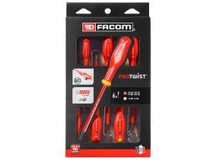 Facom - Zestaw 6 wkrętaków izolowanych Protwist® 1000V do śrub z rowkiem i Phillips®, 2,5 - ATPVE.J6PB